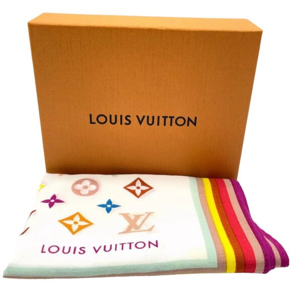 618294AS (S4) Louis Vuitton Scarf Monogram Multicolor w/Box - Picture 2 of 7